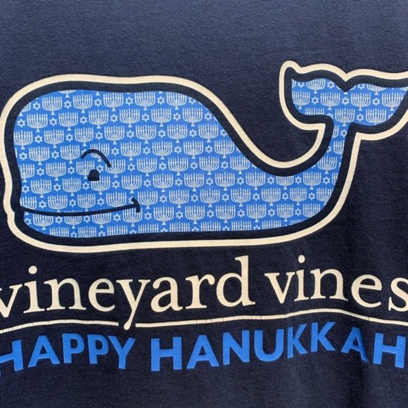 Vineyard Vines Happy Hanukkah Blue Whale T-shirt - Picture 6 of 9